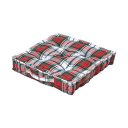 Homescapes Cotton Macduff Tartan Floor Cushion, 50 X 50 Cm - thumbnail 1