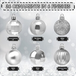 Amorly 36Pcs 1.57 Inch Plastic Silver Christmas Ball Ornaments, Shatterproof Hanging Baubles For Christmas Tree Holiday Home Decorations - thumbnail 4