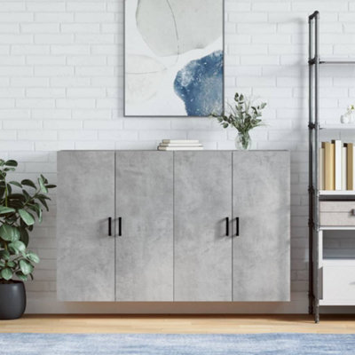 Berkfield Wall Mounted Cabinets 2 Pcs Concrete Grey 69.5X34X90 Cm - image 1