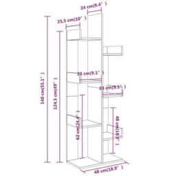Vidaxl Book Cabinet 48X25.5X140 Cm Grey Sonoma Engineered Wood - thumbnail 6