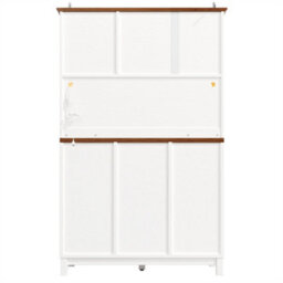 Abrihome Modern Tall Cabinet With Led Lighting & App Control, Kitchen Cabinet, Sideboard With Sliding Door And Three Drawers, White - thumbnail 6