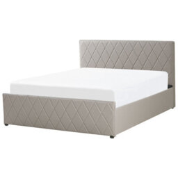 Beliani Ottoman Bed Faux Leather Rochefort 180 X 200 Cm (Eu Super King) Taupe - thumbnail 6