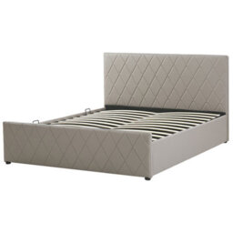 Beliani Ottoman Bed Faux Leather Rochefort 180 X 200 Cm (Eu Super King) Taupe - thumbnail 4