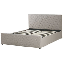 Beliani Ottoman Bed Faux Leather Rochefort 180 X 200 Cm (Eu Super King) Taupe - thumbnail 8
