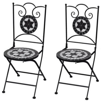 Berkfield Folding Bistro Chairs 2 Pcs Ceramic Black And White - image 1