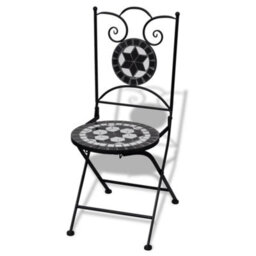 Berkfield Folding Bistro Chairs 2 Pcs Ceramic Black And White - thumbnail 2