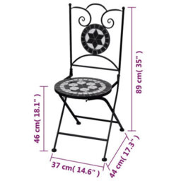 Berkfield Folding Bistro Chairs 2 Pcs Ceramic Black And White - thumbnail 7
