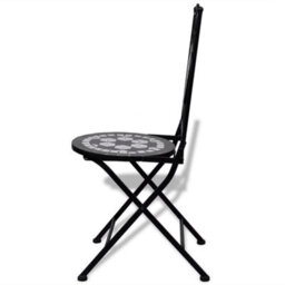 Berkfield Folding Bistro Chairs 2 Pcs Ceramic Black And White - thumbnail 5