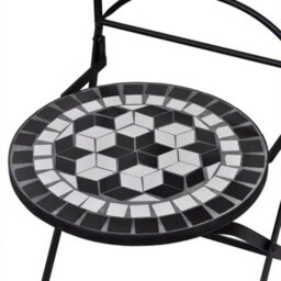 Berkfield Folding Bistro Chairs 2 Pcs Ceramic Black And White - thumbnail 4
