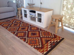 Second Nature Online Alwar Geometric Kilim Rug In Brown Red Orange Design / 75 Cm X 240 Cm - thumbnail 4