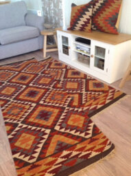 Second Nature Online Alwar Geometric Kilim Rug In Brown Red Orange Design / 75 Cm X 240 Cm - thumbnail 3