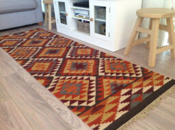 Second Nature Online Alwar Geometric Kilim Rug In Brown Red Orange Design / 75 Cm X 240 Cm - thumbnail 2