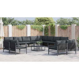 Berkfield Garden Sofa Set 13 Pcs Anthracite Steel - thumbnail 4