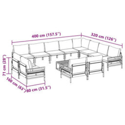 Berkfield Garden Sofa Set 13 Pcs Anthracite Steel - thumbnail 9