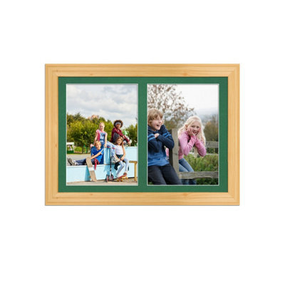 AK Frames 20X14 Light Oak Classic Multi Photo Frame With Emerald Mount - Holds 2 Apertures (2X) A4 Photos - image 1