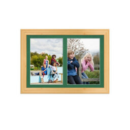 AK Frames 20X14 Light Oak Classic Multi Photo Frame With Emerald Mount - Holds 2 Apertures (2X) A4 Photos