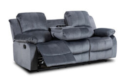 Grey Chenille Fabric 3 + 1 + 1 Seater Manual Recliner Sofa And Armchair Set Valencia - thumbnail 2