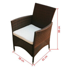 Berkfield 9 Piece Outdoor Dining Set With Cushions Poly Rattan Brown - thumbnail 8