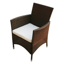 Berkfield 9 Piece Outdoor Dining Set With Cushions Poly Rattan Brown - thumbnail 6