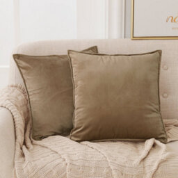 Deconovo Pack Of 2 Cushion Covers 60Cm X 60Cm 24X24 Inches Flanges Throw Pillow Cases For Bed With Invisible Zipper Brown 2 Pieces - thumbnail 2