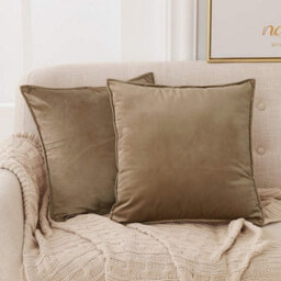 Deconovo Pack Of 2 Cushion Covers 60Cm X 60Cm 24X24 Inches Flanges Throw Pillow Cases For Bed With Invisible Zipper Brown 2 Pieces - thumbnail 1