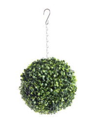 Best Artificial 23Cm Green Boxwood Buxus Grass Hanging Basket Topiary Ball - Suitable For Outdoor Use - Weather & Fade Resistant