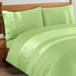 Casabella Luxury Crushed Velvet Panel Band Duvet Cover Sets With Pillow Case Double Duvet Cover Bedding Set Sage