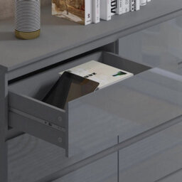 Grey Gloss Front Chest Of Drawers 6 Drawer Large & Deep Sideboard Matt Frame - thumbnail 6