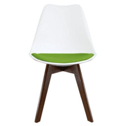 Fusion Living Soho White & Green Plastic Dining Chair With Squared Dark Wood Legs - thumbnail 7