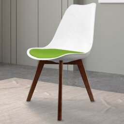 Fusion Living Soho White & Green Plastic Dining Chair With Squared Dark Wood Legs - thumbnail 2