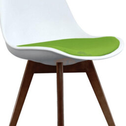 Fusion Living Soho White & Green Plastic Dining Chair With Squared Dark Wood Legs - thumbnail 3