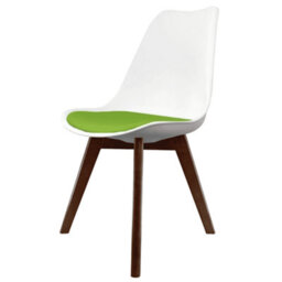 Fusion Living Soho White & Green Plastic Dining Chair With Squared Dark Wood Legs