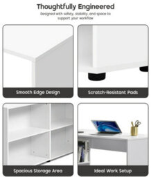 L Shaped Corner Desk, Computer Gaming Desk With Storage, 130X60X75Cm Computer Desk, Home Office Workstation Table, Computer Table - thumbnail 2