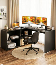 L Shaped Corner Desk, Computer Gaming Desk With Storage, 130X60X75Cm Computer Desk, Home Office Workstation Table, Computer Table - thumbnail 5