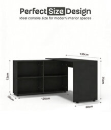 L Shaped Corner Desk, Computer Gaming Desk With Storage, 130X60X75Cm Computer Desk, Home Office Workstation Table, Computer Table - thumbnail 6