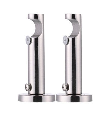 Lister Cartwright 19mm Curtain Pole Ends Brackets With Adjustable Screws Metal Finish (Pack Of 2)