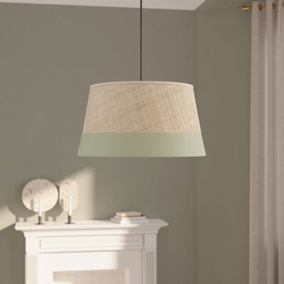 GoodHome Bellbird Green & Natural Round Lamp Shade (D)38Cm - image 1