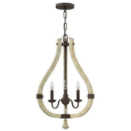 Elegant 3 Bulb Chandelier Pendant Light - Iron Rust Finish With E14 Led Bulbs