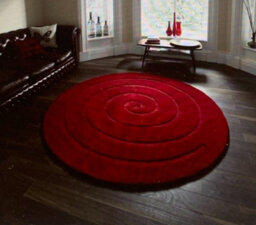 eXtreme Spiral Red Rug 180Cm Circle. Knotted & Tufted Wool