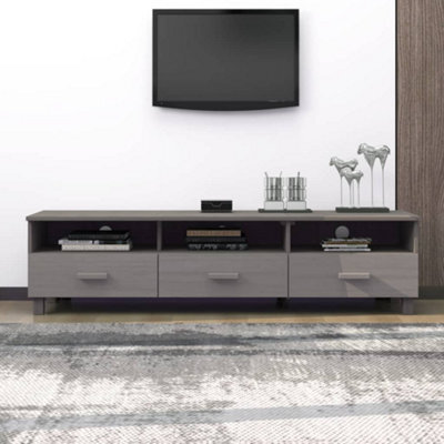 Berkfield Tv Cabinet Light Grey 158X40X40 Cm Solid Wood Pine - image 1