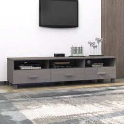 Berkfield Tv Cabinet Light Grey 158X40X40 Cm Solid Wood Pine - thumbnail 7