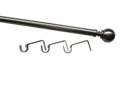 GoodHome Athens Satin Grey Nickel Effect Extendable Ball Single Curtain Pole Set, (L)1200mm-2100mm (Dia)28mm - thumbnail 3