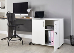 MMT Funiture Designs White Storage Cabinet Cupboard With 1 Shelf - 2 Door Lockable Unit - Short Office Storage Cupboard Organiser - thumbnail 4