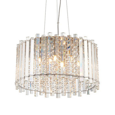 Luminosa Lighting Luminosa Hanna Pendant Clear Crystal (K5) Glass & Chrome Effect Plate 5 Light Dimmable Ip20 - G9