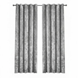 Crushed Velvet Eyelet Curtains Luxurious Finish For Contemporary Homes Silver - thumbnail 2