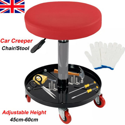 Creeper Stool Seat Pneumatic Mechanic Round Car Bike Chair Workshop Garage Red - image 1