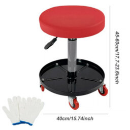Creeper Stool Seat Pneumatic Mechanic Round Car Bike Chair Workshop Garage Red - thumbnail 2