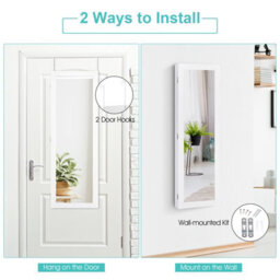 Costway Mirrored Jewelry Cabinet Wall Mounted/door Hanging Jewelry Armoire - thumbnail 5