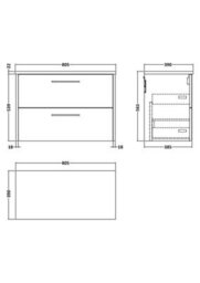 Balterley Winshill Contemporary 2 Drawer Wall Hung Vanity Unit With Laminate Worktop, Woodgrain Dark Grey, 800mm - thumbnail 2
