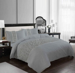 Homes & Linen Ruffled Diamond Lace Sequence Aurora Luxury Bedding Easy Care Polycotton Duvet Cover Set - thumbnail 1